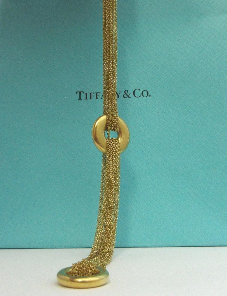 Women's TIFFANY & Co. 18K Gold Multi Strand Mesh Circle Toggle Bracelet For Sale