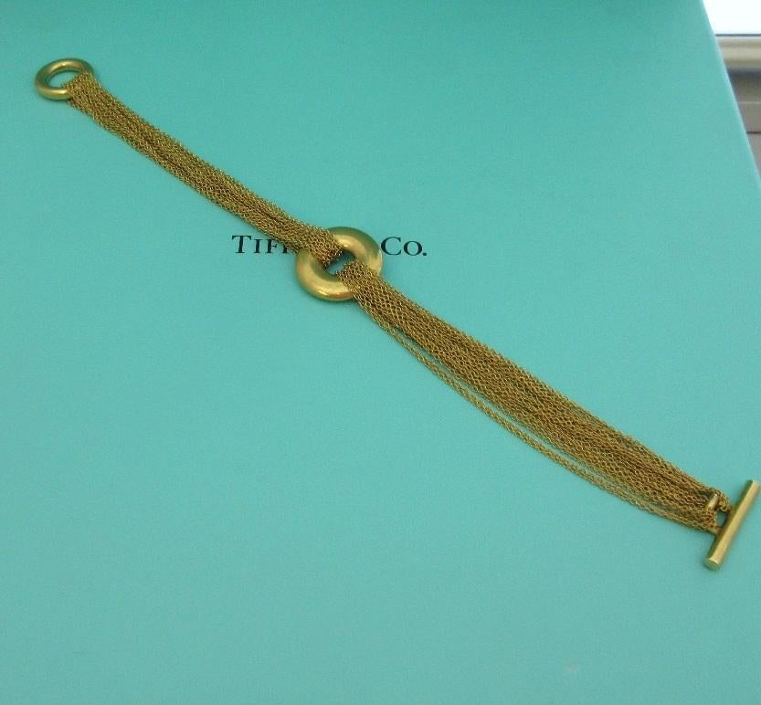 TIFFANY & Co. 18K Gold Multi Strand Mesh Circle Toggle Bracelet For Sale 1