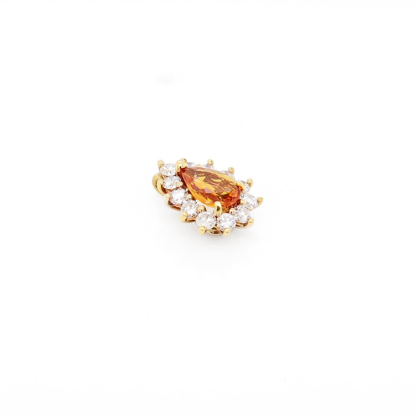 Tiffany & Co. 18K Gold Natural Yellow Sapphire & Diamond Pendant for a Necklace In Good Condition For Sale In Philadelphia, PA