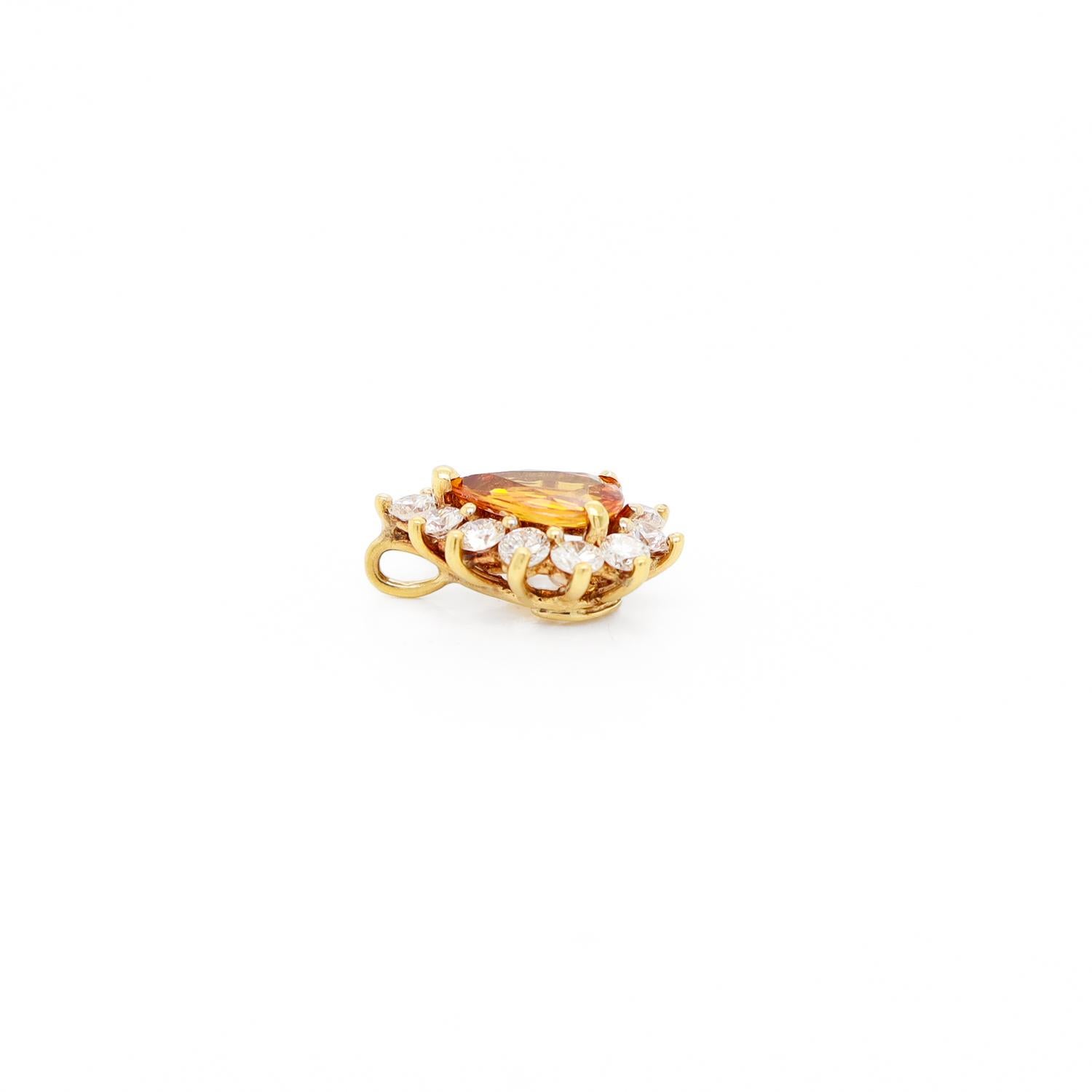 Tiffany & Co. 18K Gold Natural Yellow Sapphire & Diamond Pendant for a Necklace For Sale 3
