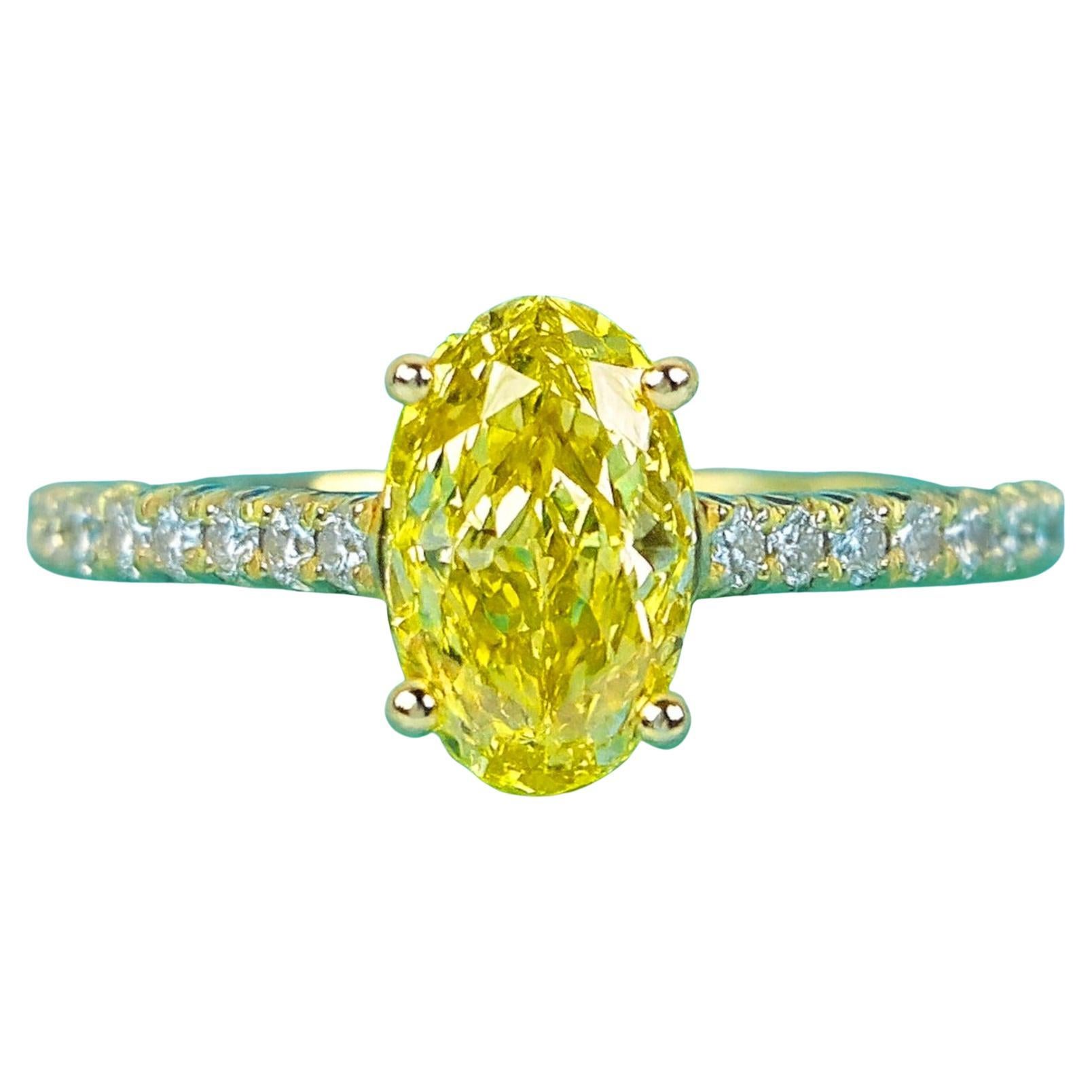 Tiffany & Co. 18K Gold Novo Fancy Vivid Yellow Oval Diamond Engagement Ring For Sale