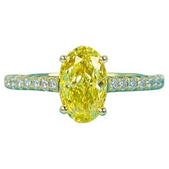 Tiffany & Co. 18K Gold Novo Fancy Vivid Yellow Oval Diamond Engagement Ring