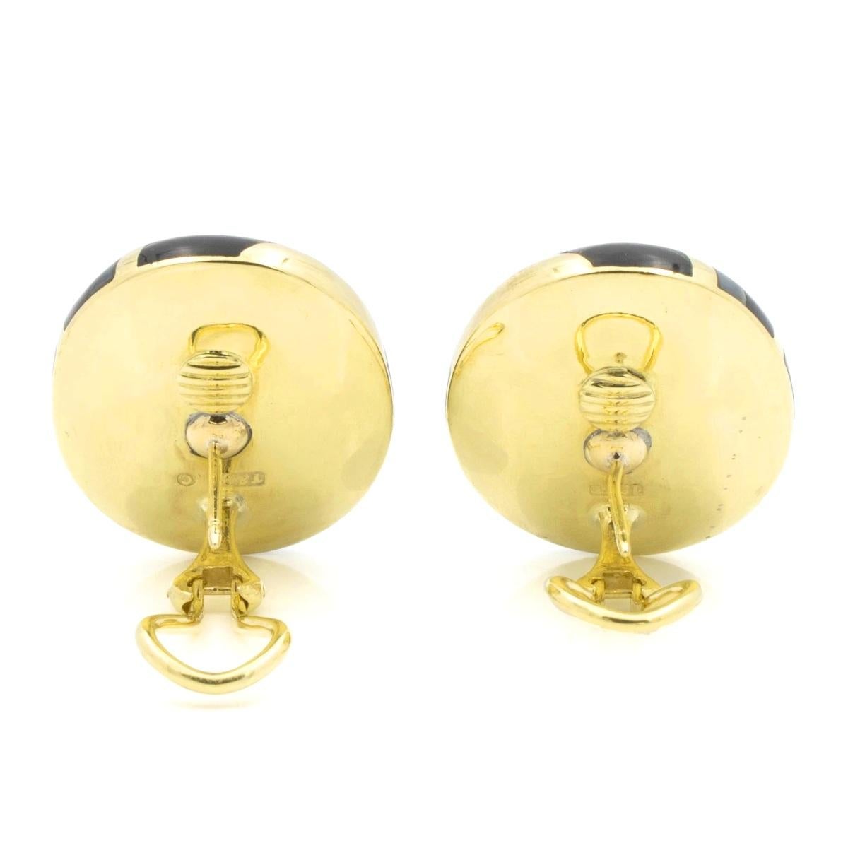 TIFFANY & Co. 18K Gold Onyx Mother of Pearl Earrings For Sale 1