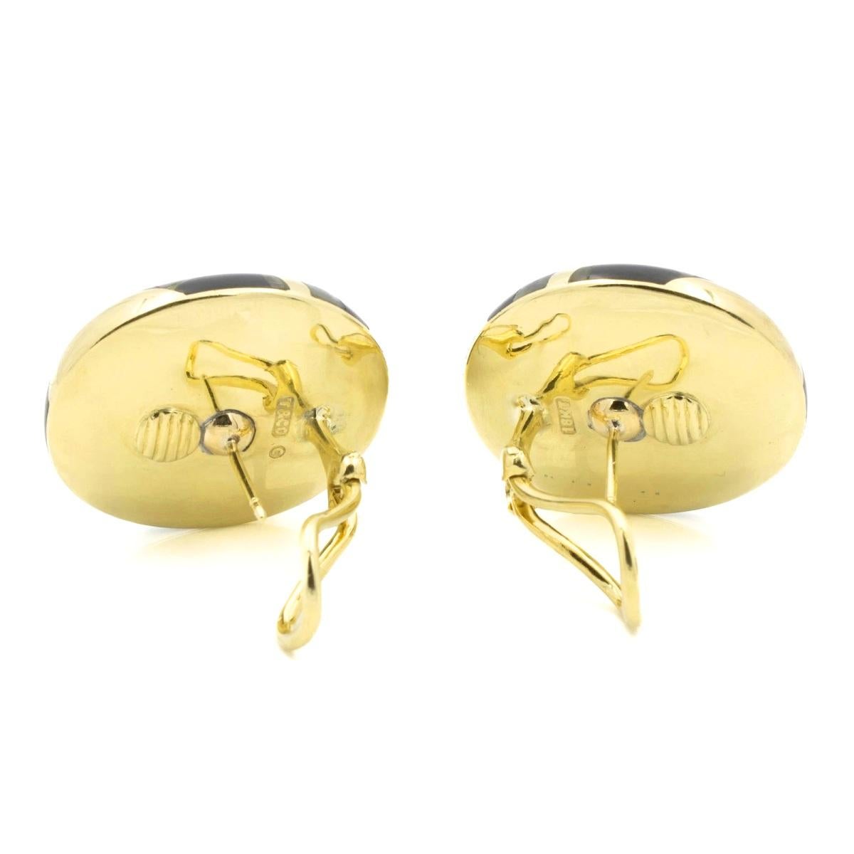 TIFFANY & Co. 18K Gold Onyx Mother of Pearl Earrings For Sale 2