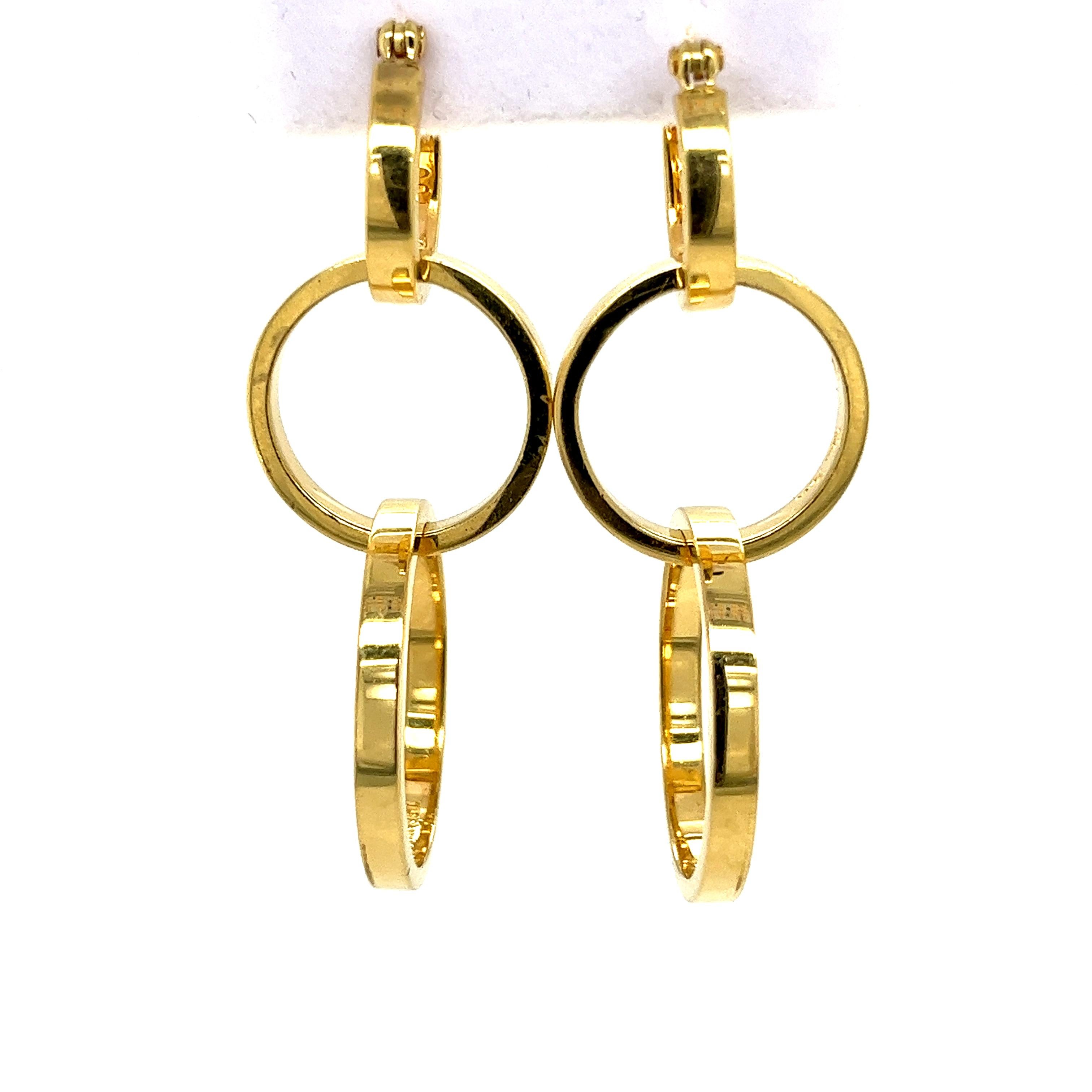 Paloma Picasso: 18 Karat Gold Ohrringe mit 3 Ringen und ineinandergreifenden Creolen (Moderne)