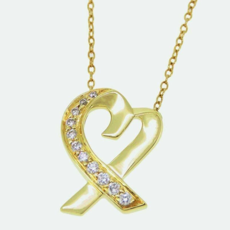 TIFFANY & Co. 18K Gold Paloma Picasso Diamond Loving Heart Pendant Necklace

Metal: 18K yellow gold 
Chain: 16