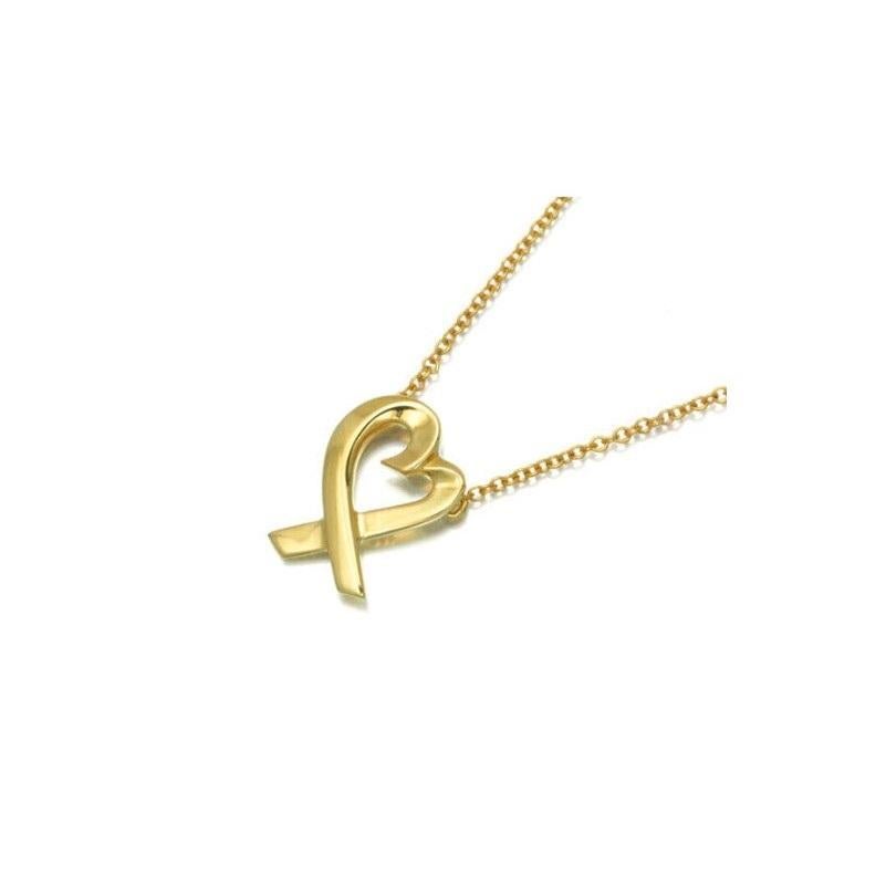 TIFFANY & Co. Paloma Picasso 18K Gold Loving Heart Anhänger Halskette  im Zustand „Hervorragend“ im Angebot in Los Angeles, CA