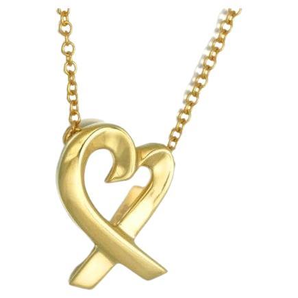 TIFFANY & Co. Paloma Picasso 18K Gold Loving Heart Pendant Necklace 