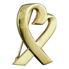 Tiffany & Co. 18k Gold Paloma Picasso Loving Heart Pin Brosche Groß