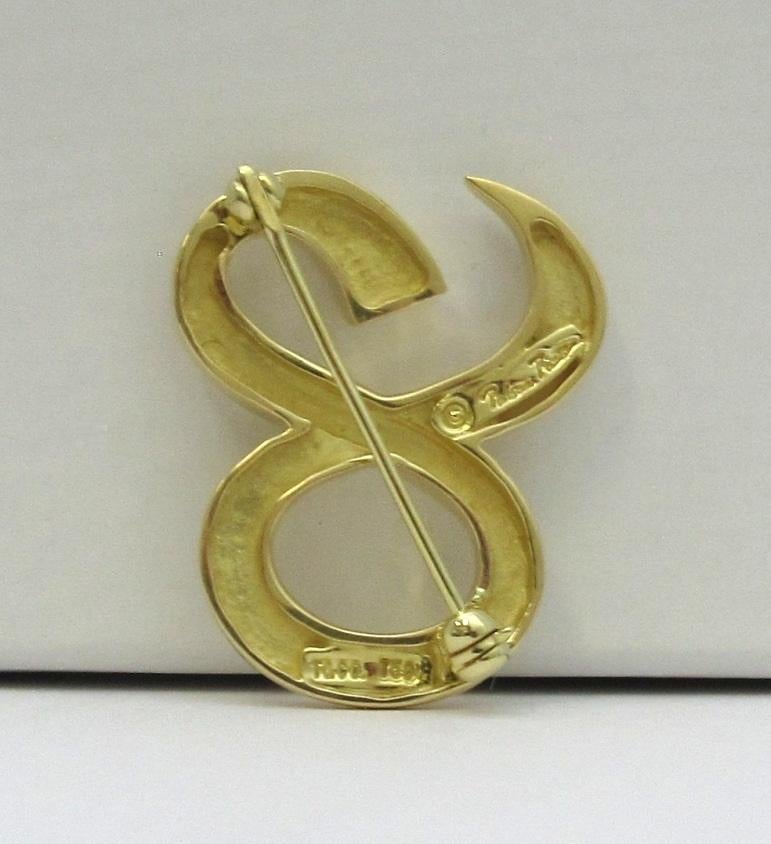 Women's Tiffany & Co. 18k Gold Paloma Picasso Zodiac Taurus Pin Brooch For Sale