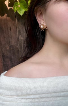 Tiffany & Co. 18K Gold & Pearl Firework Earrings