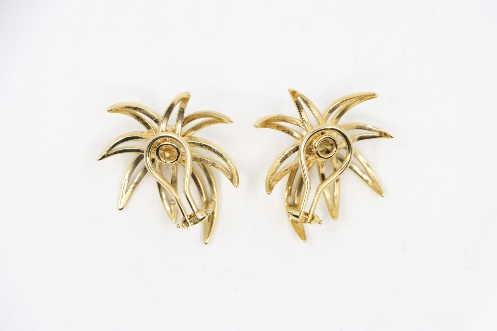 Tiffany & Co. 18K Gold & Pearl Firework Earrings For Sale 3