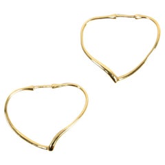 Tiffany & Co 18K Gold Peretti Small Open Heart Hoop Earrings