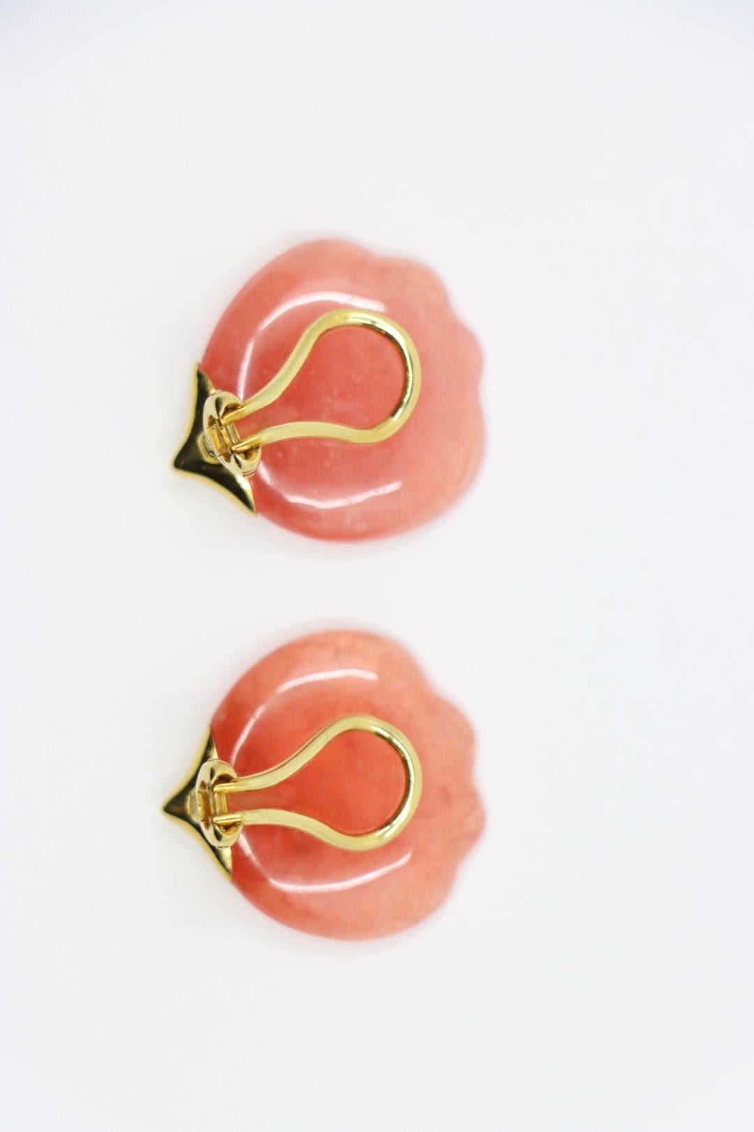 Tiffany & Co. 18K Gold Pink Quartz Tulip Earrings For Sale 7