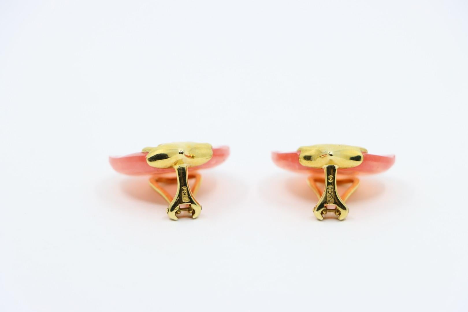 Tiffany & Co. 18K Gold Pink Quartz Tulip Earrings For Sale 1