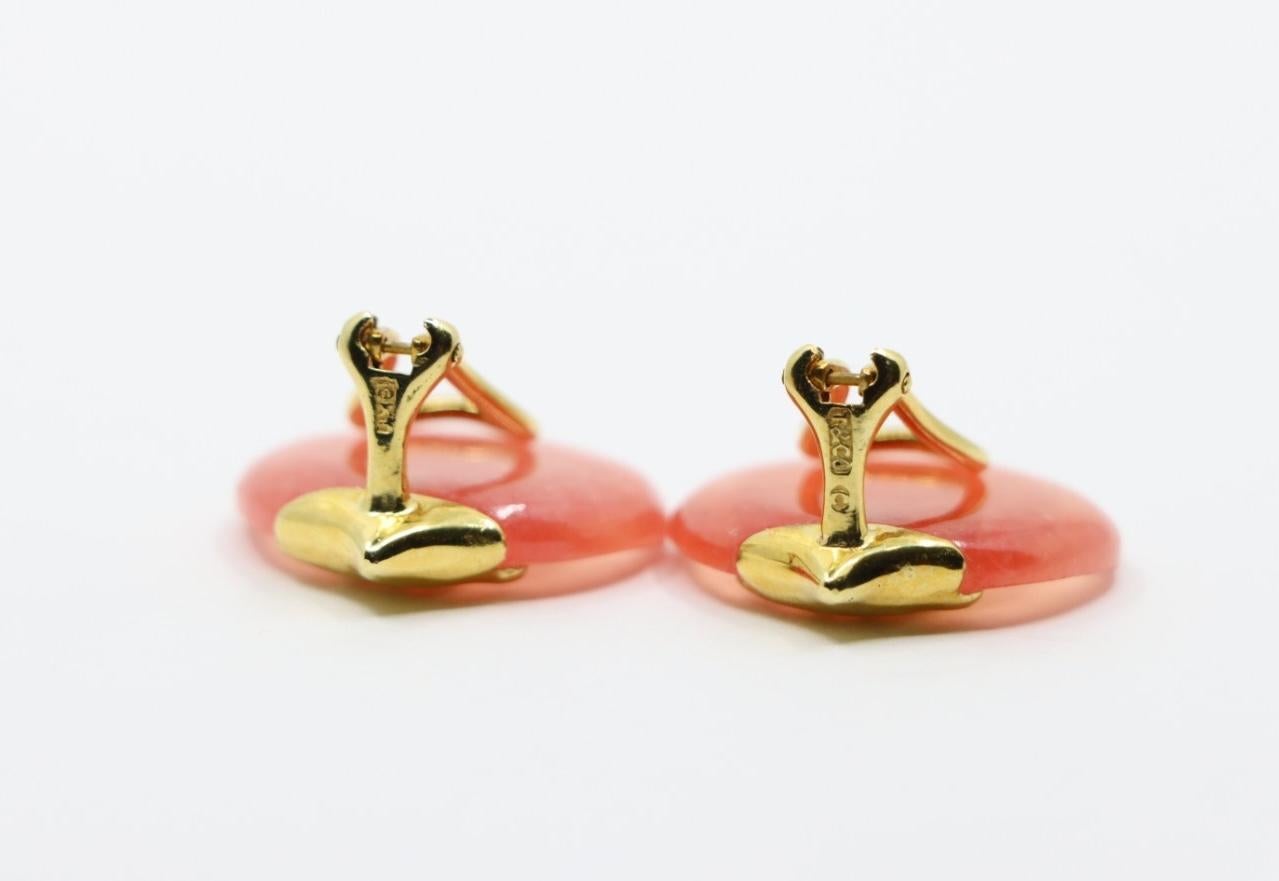 Tiffany & Co. 18K Gold Pink Quartz Tulip Earrings For Sale 2