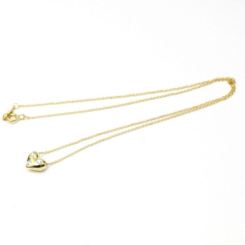 Women's Tiffany & Co. 18k Gold Platinum 3 Diamond Etoile Heart Pendant Necklace