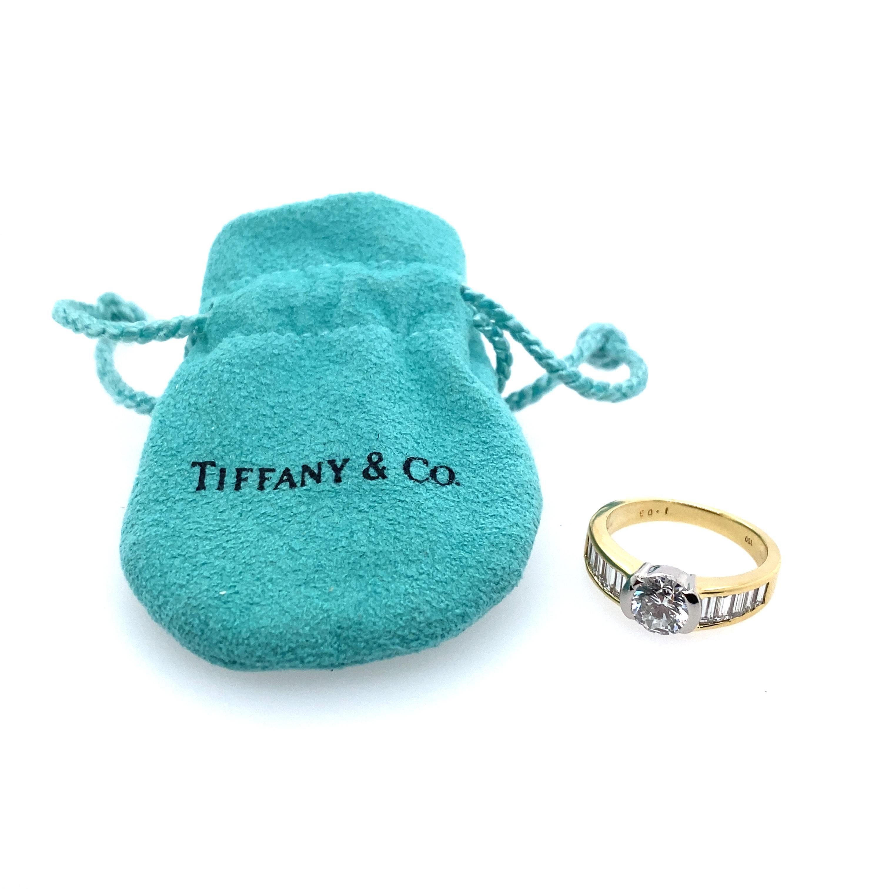 Bague Tiffany & Co. en or 18k, platine et diamants Pour femmes en vente