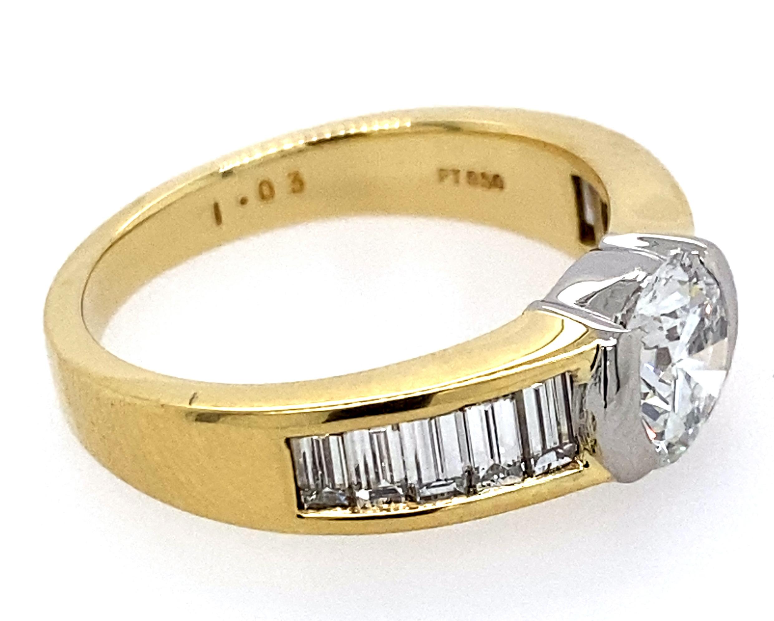 Tiffany & Co. 18k Gold, Platinum and Diamond Ring In Excellent Condition For Sale In New York, NY
