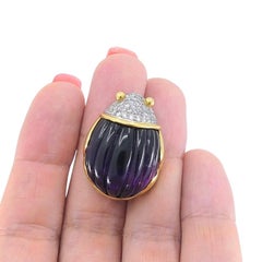 Tiffany & Co. 18K Gold Platinum Diamond Amethyst Scarab Brooch