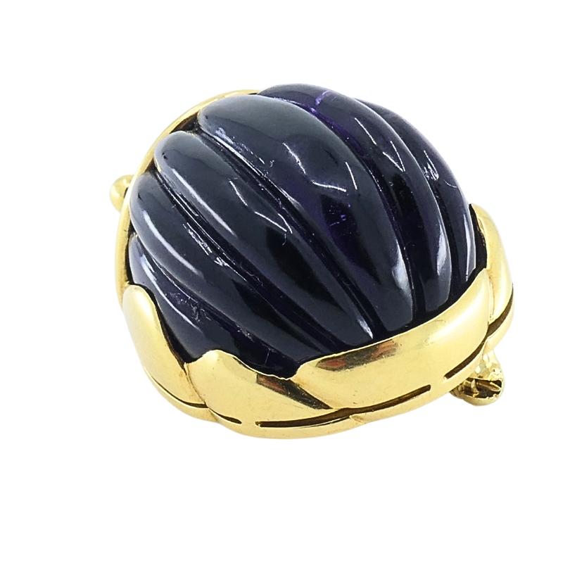 Broche escarabajo amatista de oro de 18 quilates, platino y diamantes Tiffany & Co. en venta 1