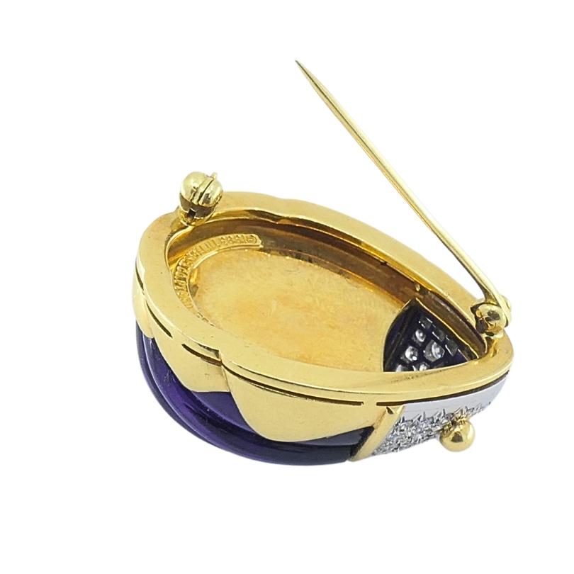 Broche escarabajo amatista de oro de 18 quilates, platino y diamantes Tiffany & Co. en venta 2