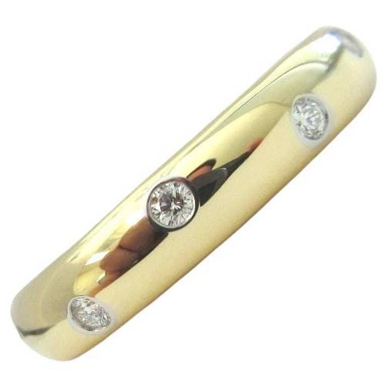 Auth Tiffany & Co. 18 Karat Yellow Gold Diamonds Mesh Band Ring