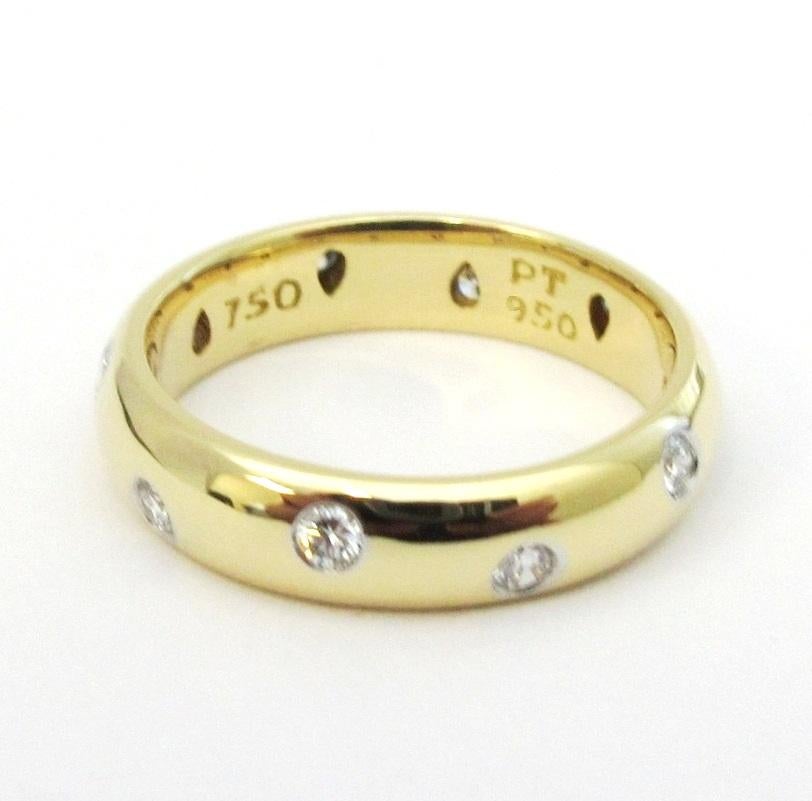 TIFFANY & Co. 18K Gold Platinum Diamond Etoile Band Ring 5 In Excellent Condition For Sale In Los Angeles, CA