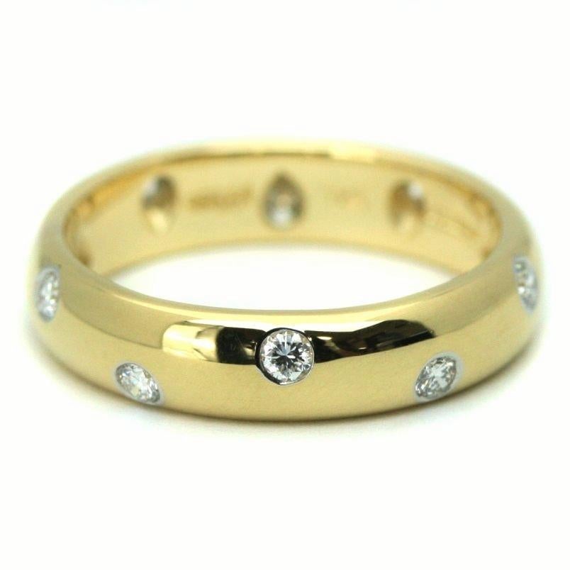 TIFFANY & Co. 18K Gold Platinum Diamond Etoile Band Ring 5.5 

Metal: 18K Gold and platinum 
Size: 5.5 
Band Width: 4mm
Diamond: 10 round brilliant diamonds, carat total weight .22
Hallmark: TIFFANY&CO. 750 PT950 
Condition: Excellent condition,