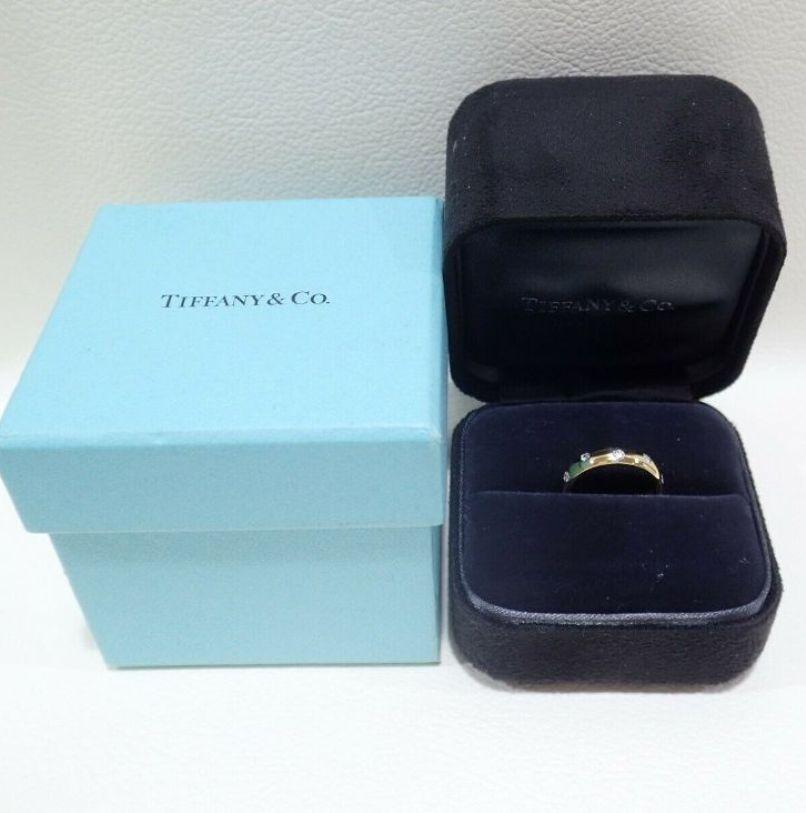 TIFFANY & Co. 18K Gold Platinum Diamond Etoile Band Ring 5.5 1