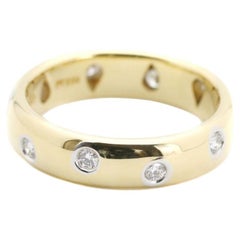 TIFFANY & Co. 18K Gold Platinum Diamond Etoile Band Ring 5.5