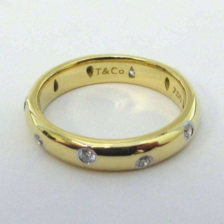 Tiffany and Co. 18k Gold Platinum Diamond Etoile Band Ring For Sale at ...
