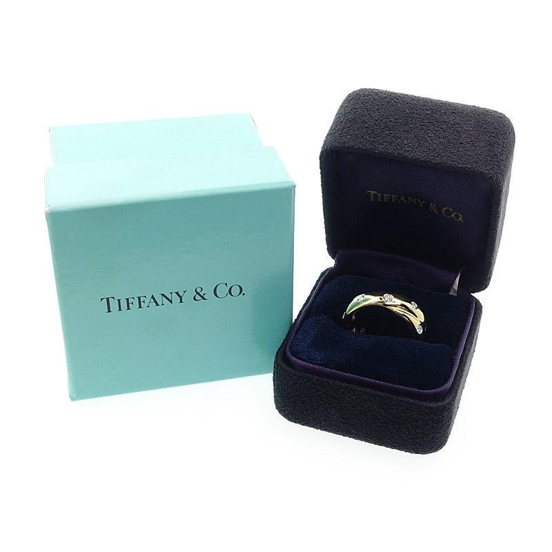 Tiffany & Co. 18k Gold Platinum Diamond Etoile Twist Ring 7 1