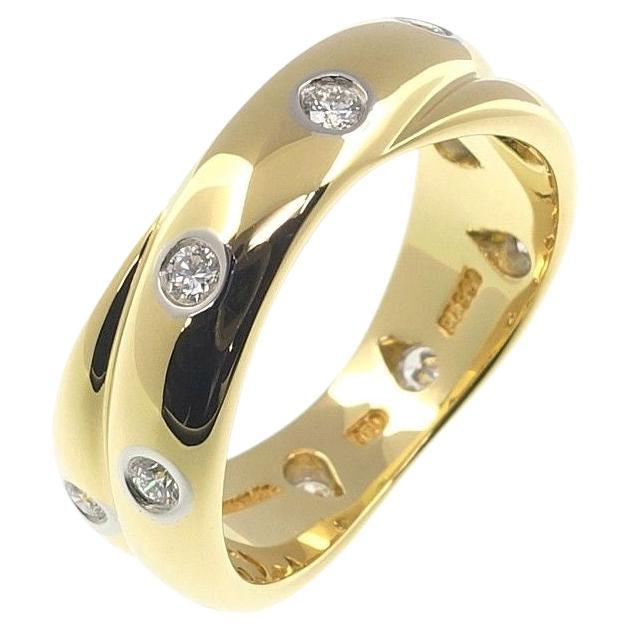 Tiffany & Co. 18k Gold Platinum Diamond Etoile Twist Ring 7