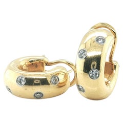 Tiffany & Co. 18k Gold Platinum Diamond Hoop Earrings, Etoile Design