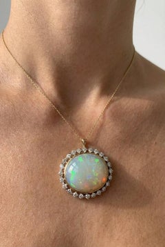 Tiffany & Co. 18K Gold, Platinum, Diamond & Opal Brooch Pendant Museum-Quality