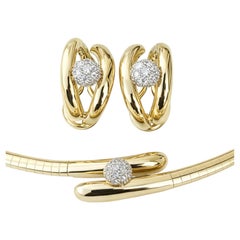 Tiffany & Co. 18K Gold & Platinum Diamond “Pin” Ball Snake Necklace and Earrings