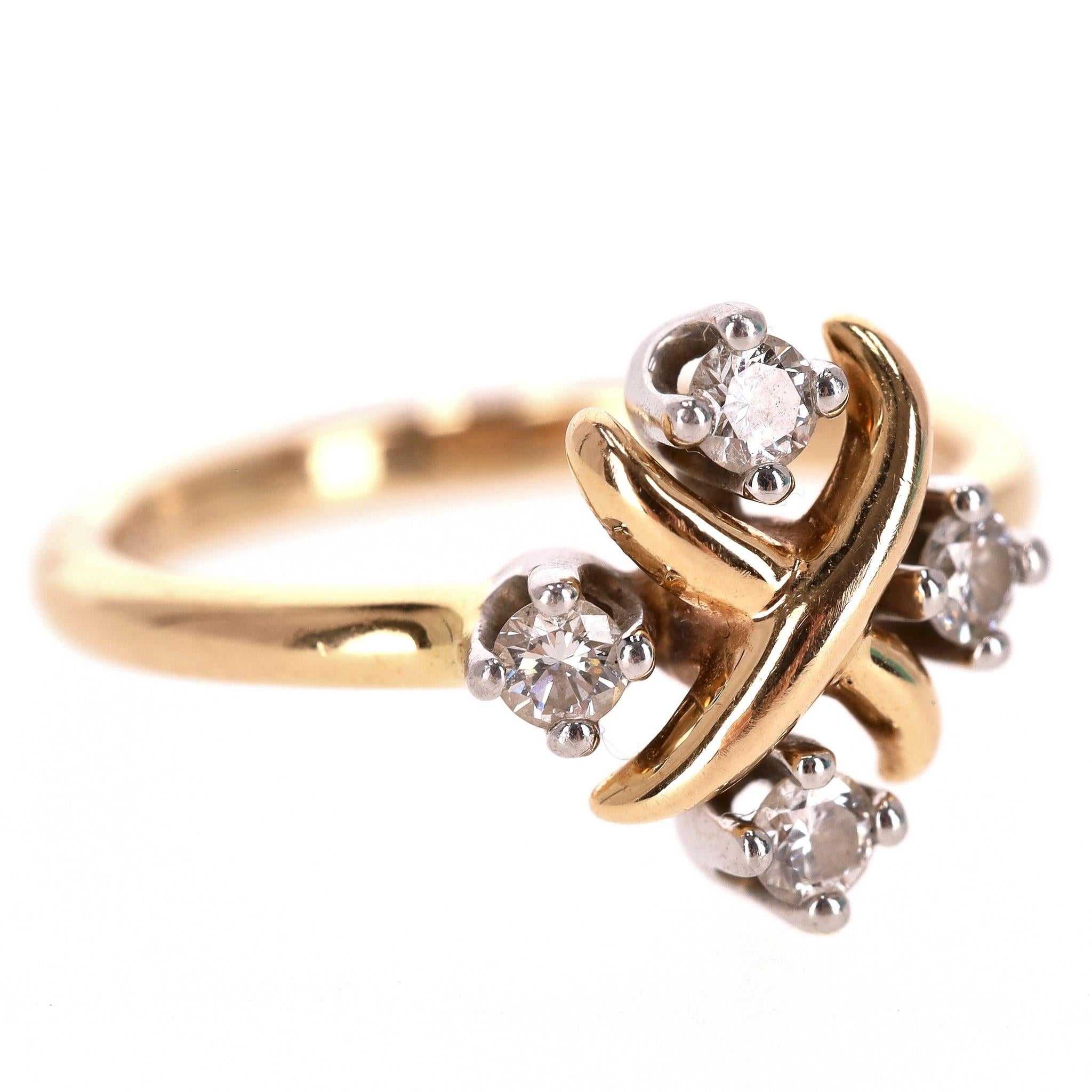 Tiffany & Co 18K Gold, Platinum & Diamond Schlumberger Lynn Ring In Excellent Condition For Sale In London, GB