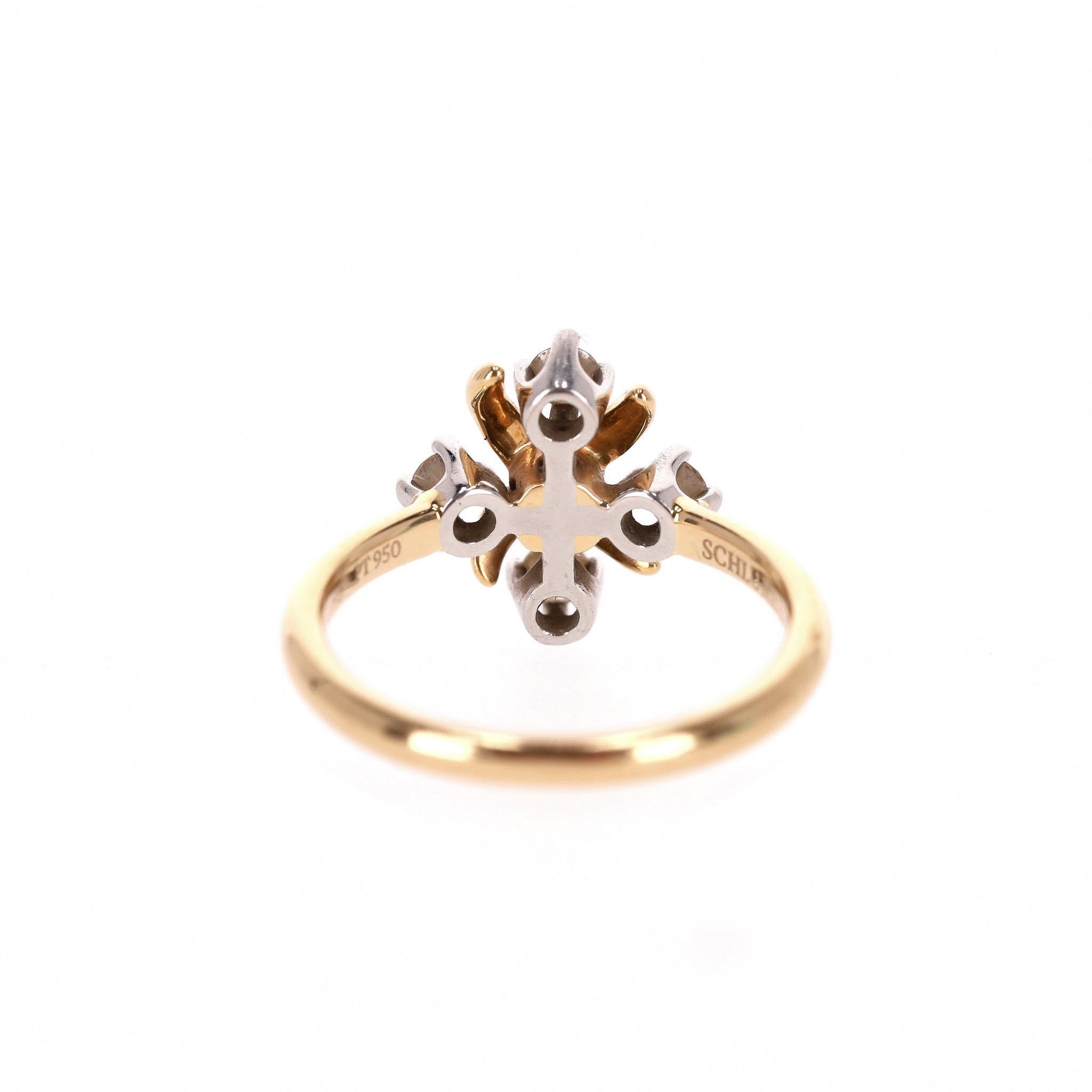 Tiffany & Co 18K Gold, Platinum & Diamond Schlumberger Lynn Ring For Sale 1