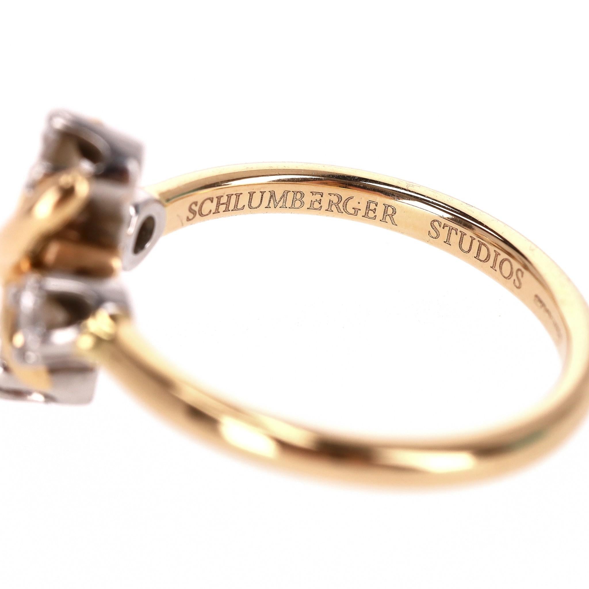 Tiffany & Co 18K Gold, Platinum & Diamond Schlumberger Lynn Ring For Sale 2