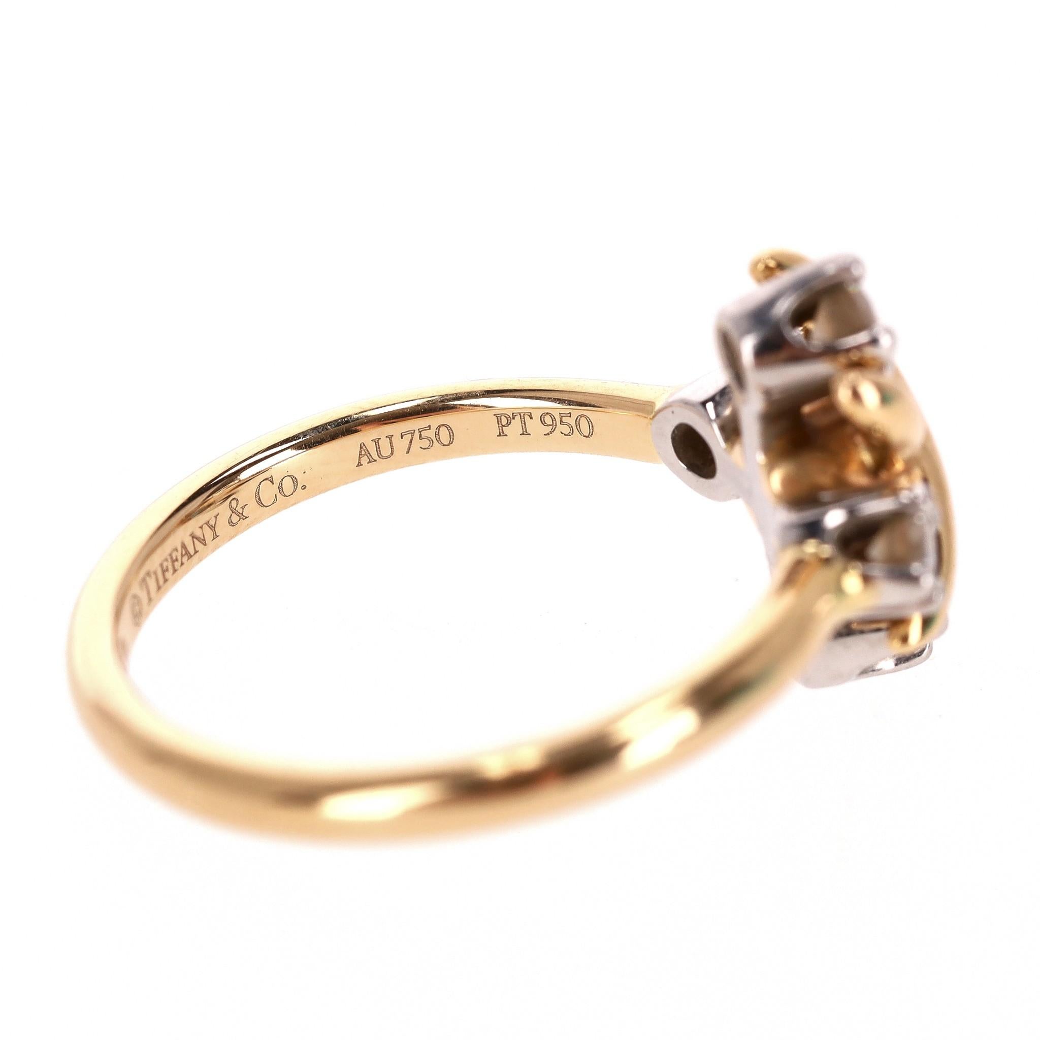 Tiffany & Co 18K Gold, Platinum & Diamond Schlumberger Lynn Ring For Sale 3