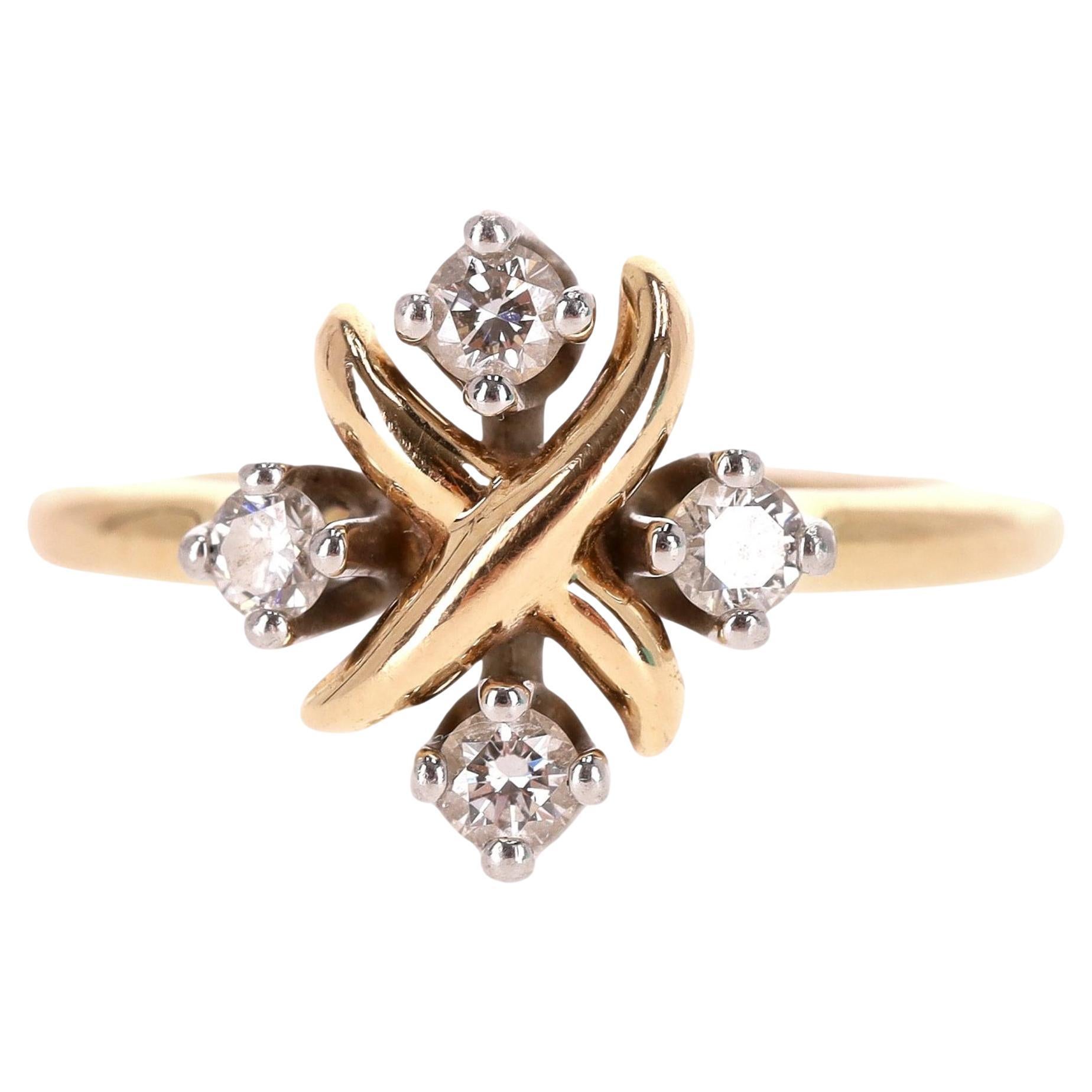 Tiffany & Co 18K Gold, Platin & Diamant Schlumberger Lynn Ring