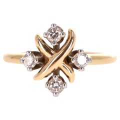 Tiffany & Co 18K Gold, Platinum & Diamond Schlumberger Lynn Ring