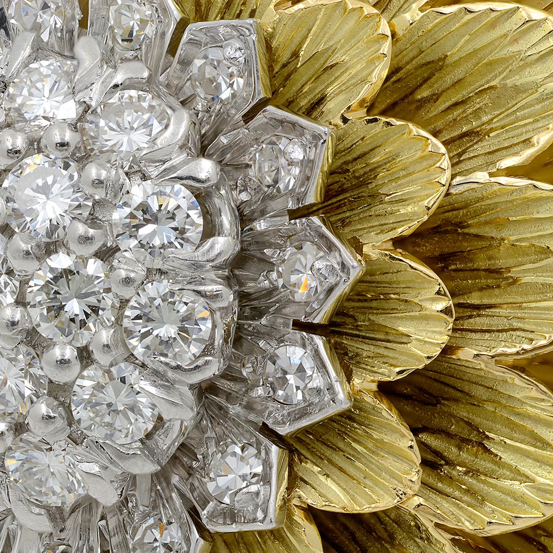 Tiffany & Co. 18k Gold & Platinum Diamond Sunflower Brooch 2