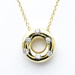 TIFFANY & Co. 18K Gold Platinum Etoile Diamond Circle Pendant Necklace