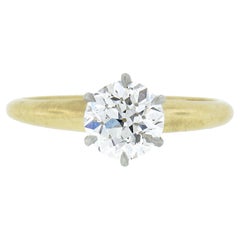 Tiffany & Co. Verlobungsring, 18 Karat Gold & Platin GIA 0,88 Karat Diamant Solitär