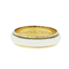 Tiffany & Co. 18K Gold & Platinum Milgrain Wedding Band Ring