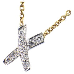 Tiffany & Co. 18k Gold Platinum Paloma Picasso Diamond x Pendant Necklace