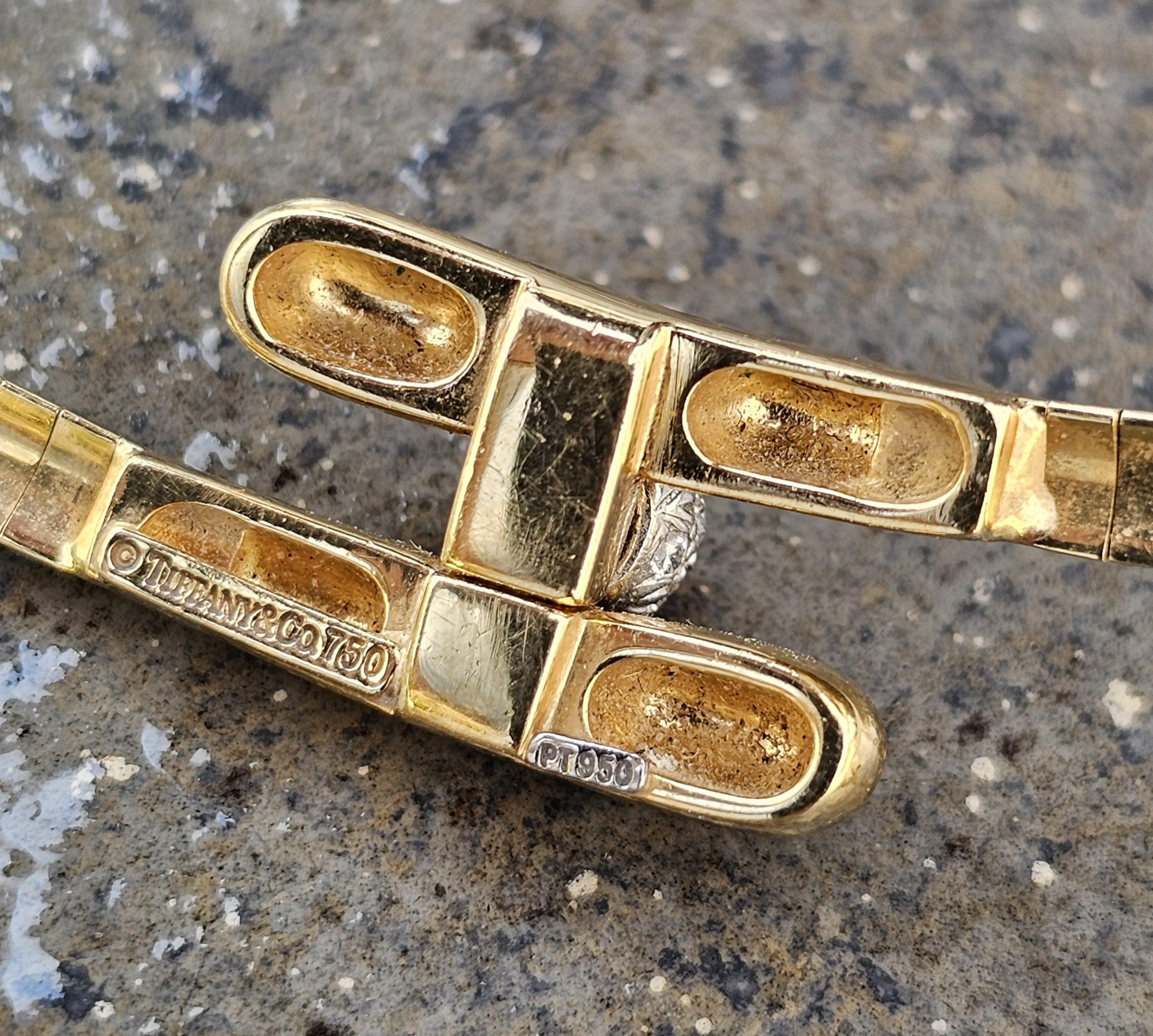 Tiffany & Co. Collana Omega Ball in oro 18k e platino con pavé di diamanti 34,1g in vendita 2