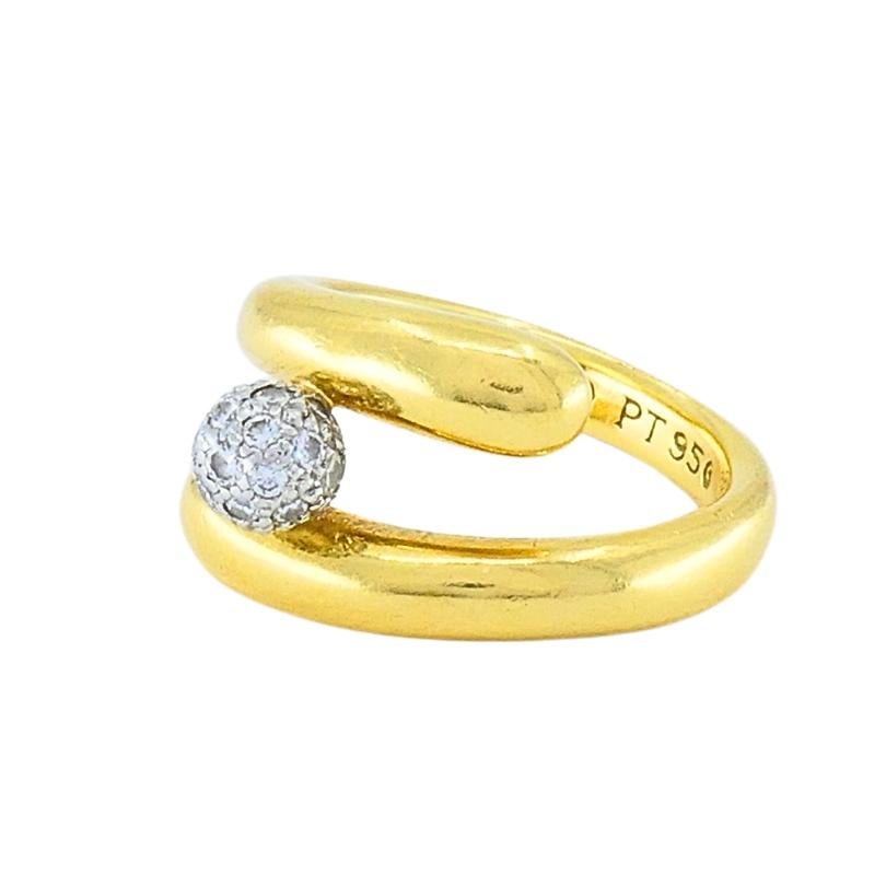 De las mujeres Tiffany & Co. 18k Gold & Platinum Pave Diamond Bypass Ring en venta